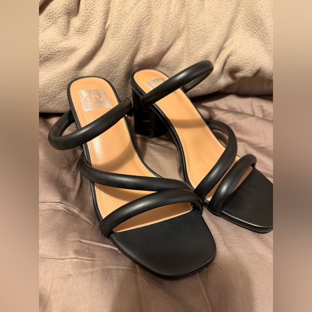 Dolce Vita Black Strappy Block Heel Sandals - Picture 3 of 5